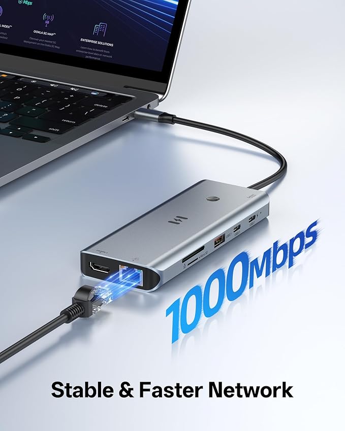 USB C Docking Station 3 HDMI, Selore 13-in-1 Docking Station 3 Monitors with Triple HDMI, 10Gbps USB A/C 3.1, 100W PD Charging, Gigabit Ethernet, SD/microSD Card Reader for Dell/HP/Lenovo Laptops