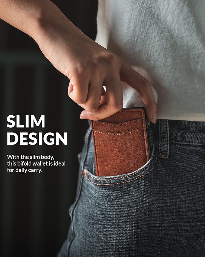 VULKIT Men's Slim Wallets Pop Up Card Holder RFID Blocking Metal Wallet Minimalist Design Holds Up to 11 Cards
