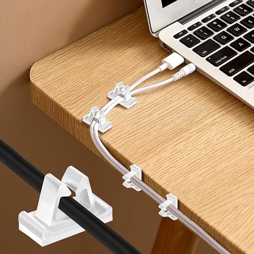 M Cable Clips Nylon White, Strong Adhesive Wire Rope Clamp Vertical Cable Management Phone Charging Cord Organizer for Desk Car Dash Cam - 50 Pcs by Xuuza