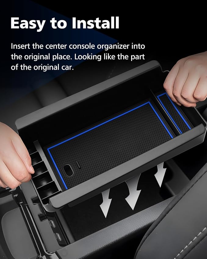 FIILINES Center Console Organizer for 2023-2025 Toyota Prius, Center Console Tray Secondary Armrest Storage Box ABS Insert Container with Anti-Slip Mats