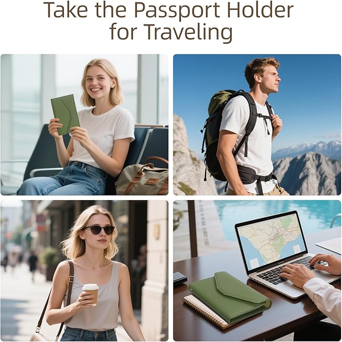 ZOPPEN Mulit-purpose Rfid Blocking Passport Holder Travel Wallet (Ver.4) Passport and Vaccine Card Holder ComboTri-fold Document Organizer Travel Essentials