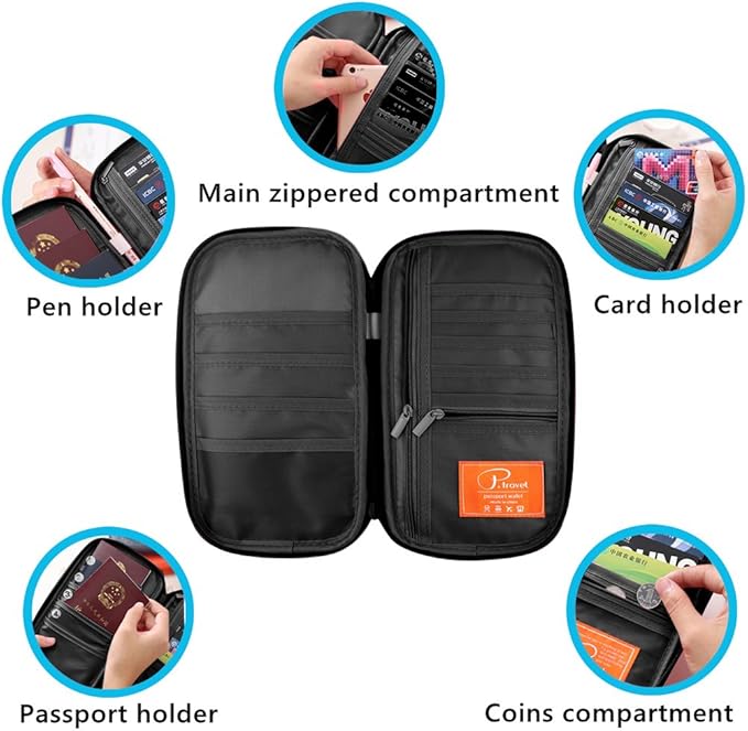 VanFn RFID Travel Passport Wallet, Family Passport Holder, Trip Document Organizer P.Travel Series