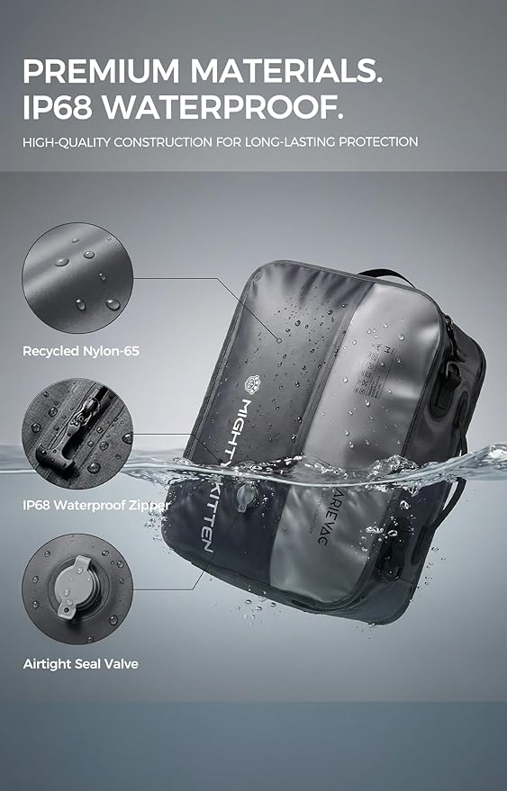IKYWT Travel Vacuum Seal Bag with Pump, 21L Compression Packing Cube Kit with 270° Zipper, Reusable Waterproof Vacuum Storage for Carry-On & Small Checked Luggage (1-Pack)