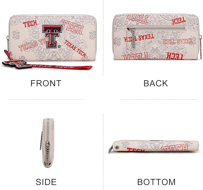 Texas Tech Official Wristlet Wallet with RFID Blocking Card Slot, Texas Tech Team Logo Clutch Purse, Mini Clutch Wallet for Fan Gift, Game Day, Concert | Beige, NC-TTU011BG