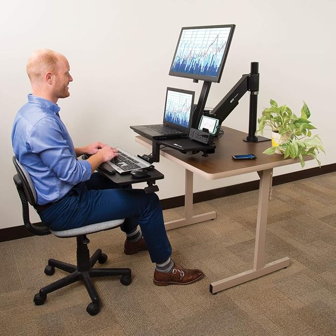 TRIPP LITE Sit Stand Desktop Workstation, Adjustable Standing Desk with Clamp (WWSS1327CP)