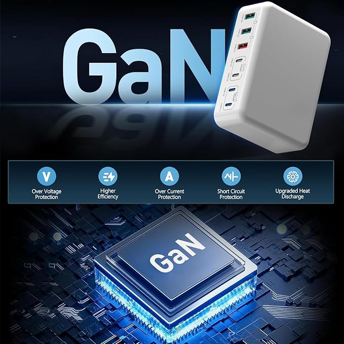 200W USB C Charger Block, 200W GaN 7 Port USB Charging Station PD 65W Laptop Power Adapter Wall Plug, USB C Block Charging Hub Compatible with MacBook Pro/Air/iPhone 16/15/14/13/iPad/Galaxy S24/S23