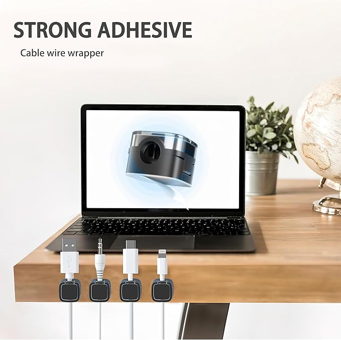 6 Pack Magnetic Cord Organizer & Cable Clips - Adjustable Under Desk Cable Management, Adhesive Wire Holder for Home, Office, Phone, Car, Wall, and Nightstand (Mint Green)