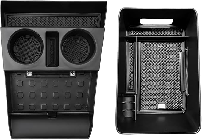 CDEFG 2PCS for 2024 2025 2026 Hyundai Santa Fe Lower Console Cup Holder Tray & Armrest Storage Center Console Organizer Accessories