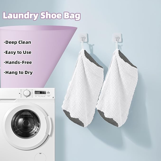 Shoe Washing Machine Bag Shoe Laundry Bags for Sneakers Reusable 2pc Shoes Cleaning Bags 360° Deep Clean for All Shoes Types With Invisible Zipper