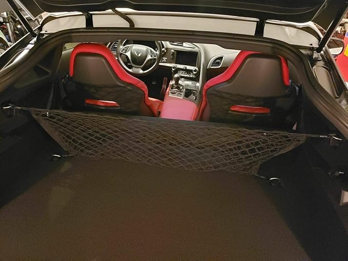 Trunk Organizer Cargo Net for Chevrolet Corvette C7 2014-2019 – Envelope Style Cargo Net for Coupe-Premium Mesh Car Trunk Organizer Vehicle Carrier Storage–Compatible with Corvette C7