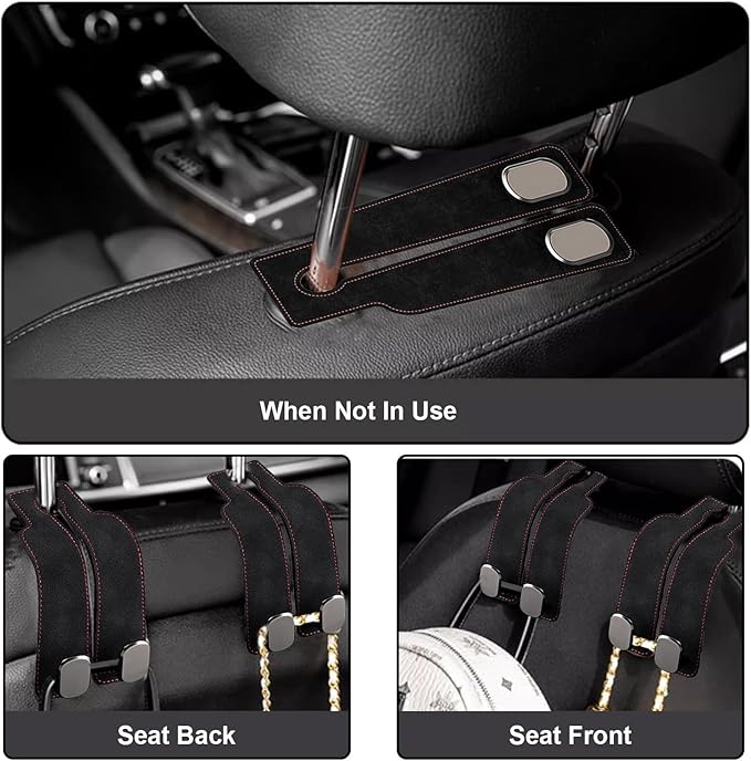 2 Pack Car Back Seat Headrest Hook for Car Handbag Clothes Coats Grocery Bags Car Interior Accessories