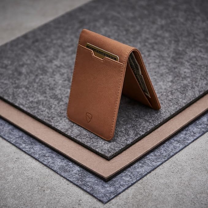 Vaultskin MANHATTAN Slim RFID Blocking Bifold Leather Wallet for Men - Men’s Leather Wallet, Front Pocket Minimalist Card Holder, Holds 9 Cards and Cash, Premium Italian Leather