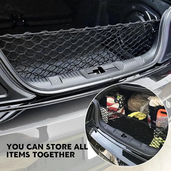Cargo Net Stretchable, Trunk Net for SUV, Adjustable Elastic Trunk Storage Net with Hook, Universal Truck Bed Organizer Car Interior Accessories Fit for Most SUVs, Vehicles and Trucks