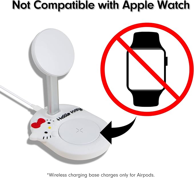 Sonix x Sanrio MagSafe Compatible 2-in-1 Charger Stand, Magnetic Wireless Charging Station for iPhone 17/16/15/14/13/12, AirPods Pro w/USB-C Cable | Hello Kitty