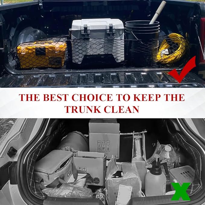 Cargo Net for Car, Truck Bed Organizer, Expandable 3 Pocket Trunk Bed Storage Organizer, Adjustable Elastic Heavy Duty Cargo Net Car Storage Accessories for Most SUV Pickup Truck (120CM)