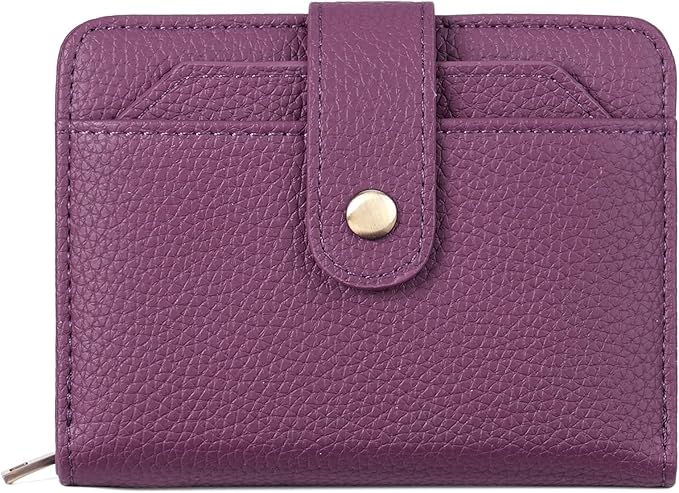 GAEKEAO Small Leather Credit Card Holder Wallets for Women RFID Blocking Bifold Wallet Zipper Pocket with Removable ID Window