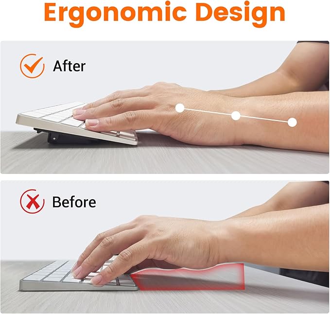 HONKID Computer Keyboard Stand for Desktop,Adjustable Keyboard Riser for Apple Magic Keyboard and Flat-Back Keyboards Only, Ergonomic Office Desk Accessories