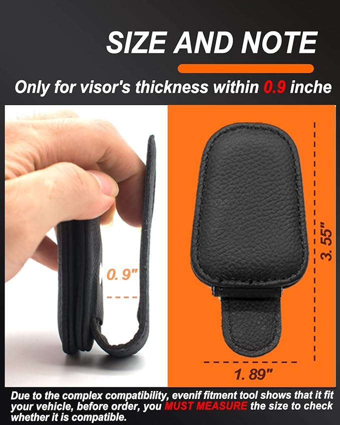 2 Pack Sunglass Holder for Car, Magnetic Leather Eyeglass Hanger Sunglass Clip for Car Visor, Car Sunglass Holder Organizer Storage, Car Interior Accessories (2PCS, Black)