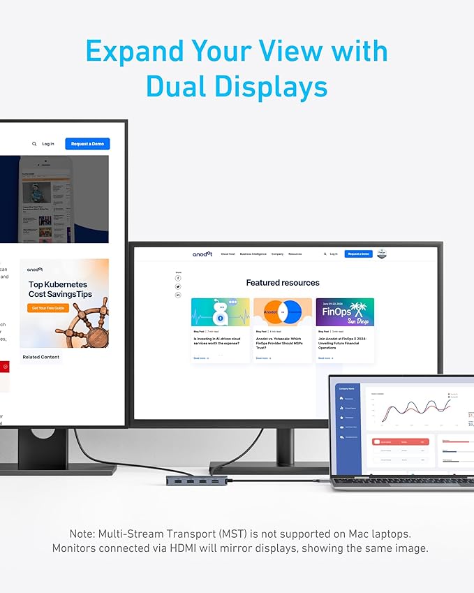 Anker 7-in-1 USB-C Hub, Dual Monitor USB C Docking Station, Dual HDMI Display, 85W Max Output, 10Gbps Data Transfers for Dell XPS, ThinkPad T14 Gen2 and More
