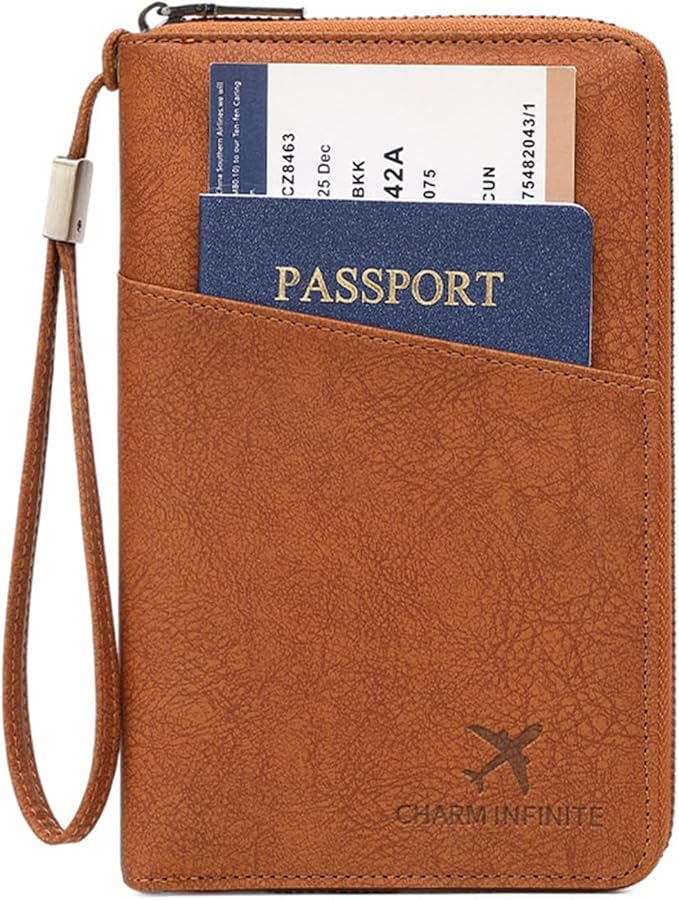 Passports Holder Travel Wallet with Rfids Blocking Document Organizers Case Holds Passports, Cards, Tickets, Cash Women Men Trav