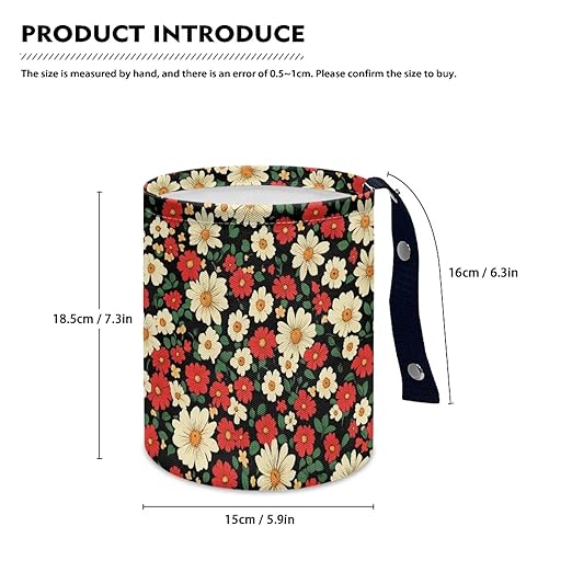 Car Trash Can Collapsible Auto Trash Bin Multipurpose Rubbish Holder Christmas Decoration for Front Seat, Back Seat, Floor, Headrest, Hippie Floral