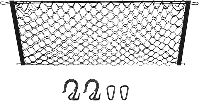 Canvcle Trunk Cargo Net for 2011-2021 Jeep Grand Cherokee Accessories Envelope Style Mesh Trunk Net Organizer and Storage Stretchable Adjustable Elastic Nylon Rear Cargo Netting with Hooks