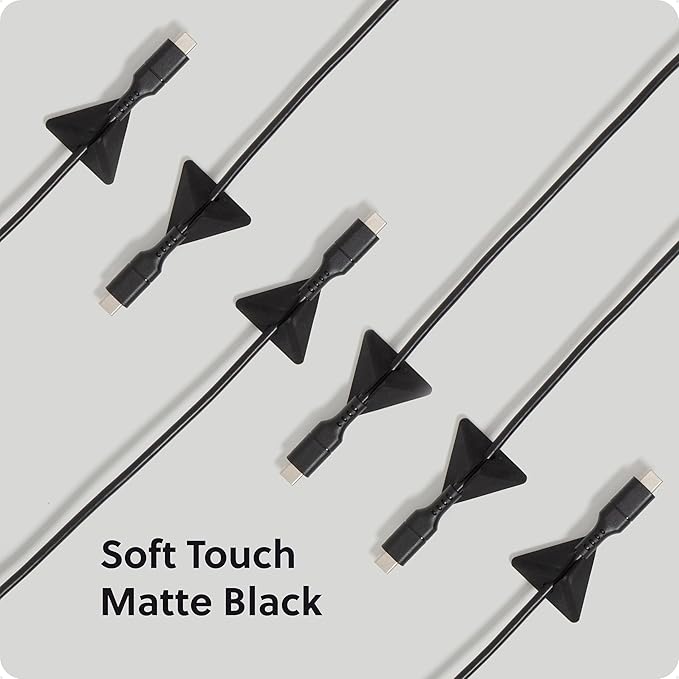 U Brands Black Silicone Pyramid Cable Clips 12 Pack, Adhesive Cord Organizer, Cable Management Clips for Desk, Office, and Travel