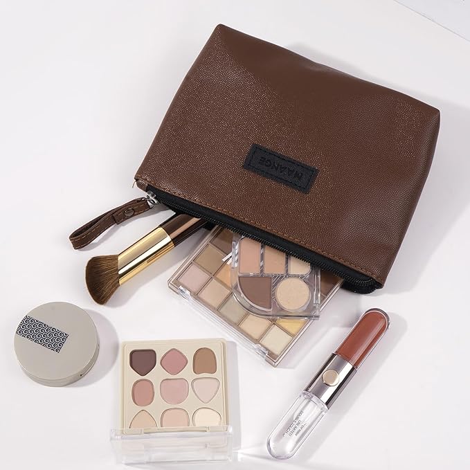 Cosmetic Bags for Women Small Makeup Bag for Purse Pu Leather Makeup Pouch Travel Makeup Bag with Zipper Make Up Bag for Travelling