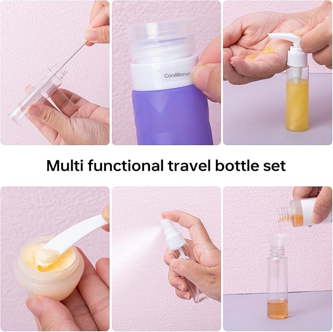 20Pack Travel Bottles Set,Leak Proof TSA Approved Travel Size Containers, Travel Essentials for Conditioner, Shampoo, Lotion & Body Wash Accessories (Dark Color) (Warm Color)