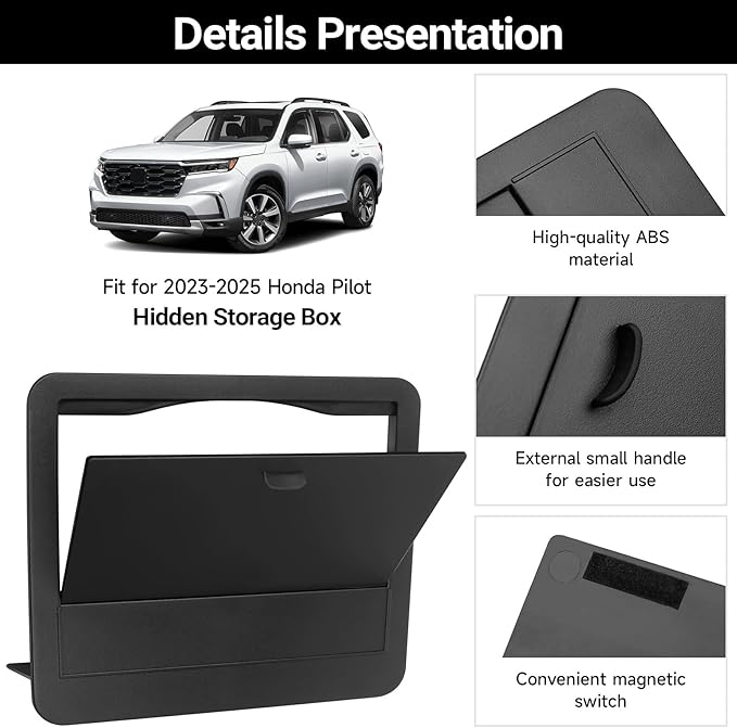 YOJOJOCO 2PCS Center Console Organizer Compatible with Honda 2023-2025 2026 Pilot & 2024-2026 Ridgeline & 2024-2026 Passport Accessories Armrest Hidden Secondary Storage Box Handrail Platform Storage