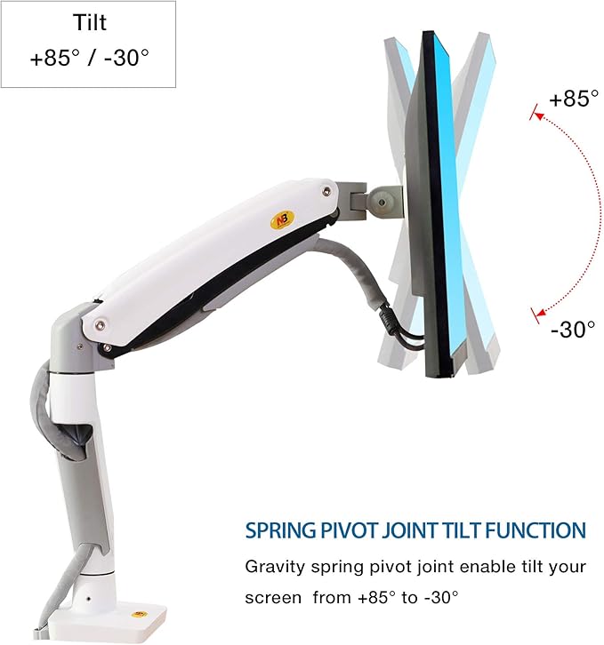NB North Bayou Monitor Desk Mount Ultra Wide Full Motion Swivel Long Arm with Gas Spring for 22''-35''Monitors from 6.6 to 26.4lbs Height Adjustable Monitor Stand G70-W