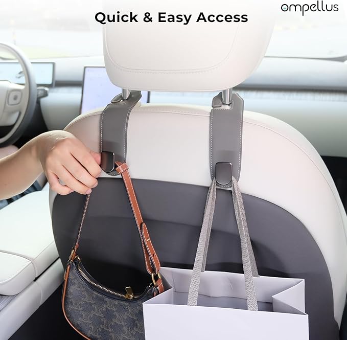 Car Headrest Hook, 2 Pack Leather Car Seat Hooks for Purses and Bags, Car Organization Accessories (Pink)