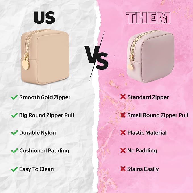 DANCOUR Nylon Makeup Bags for Women Large Preppy Travel Toiletry Pouch Cosmetic Bag Makeup Organizer