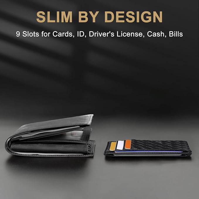 Travelambo Front Pocket Minimalist Leather Slim Wallet RFID Blocking Medium Size