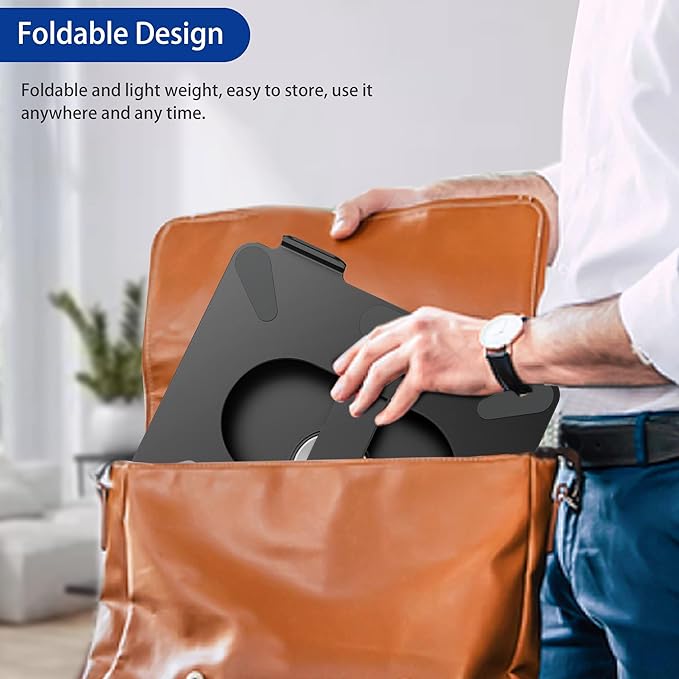 BESIGN LSX7 Laptop Stand with 360 Rotating Base, Ergonomic Adjustable Notebook Riser, Foldable Computer Holder Compatible with 10-15.6" Laptops (Black)