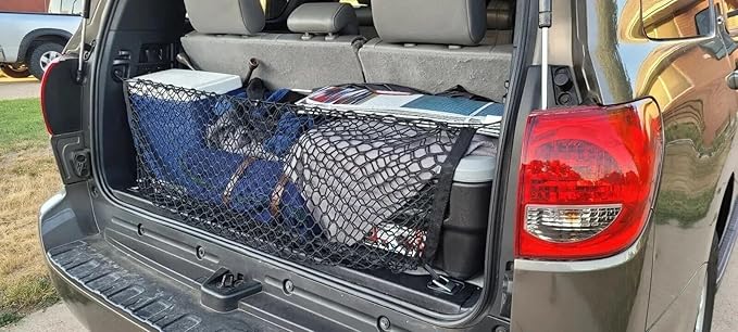 Rear Trunk Organizer Cargo Net for Toyota Sequoia 2008–2026 – Envelope Style Cargo Net for SUV – Premium Mesh Car Trunk Organizer Vehicle Carrier Storage – Compatible with Sequoia