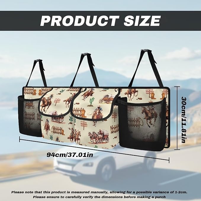Western Cowboy Car Backseat Trunk Organizer - Auto Hanging Seat Back Storage Bag Collapsible Cargo Bag for SUV, Truck, MPV, Your Space Saving Expert