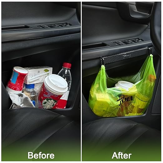 JVMA Car Trash Bags and Hook – Leakproof, Smell Proof Hanging Garbage Bags for Car, Truck, SUV, RV & Vehicle – Green, 50 Count Automotive Trash Bags 1 Gallon (US Patent)