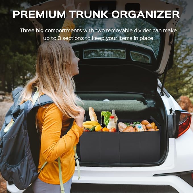 Car Trunk Organizer, Collapsible Trunk Organizer Sturdy Trunk Storage Organizers Foldable Car Trunk Organizer Waterproof for SUV Auto Truck Van