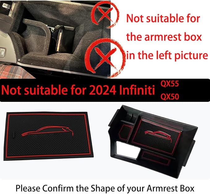 Gah for Infiniti QX55 QX50 Center Console Armrest Storage Box compatible with Infiniti QX50 2018 2019 2020 2021 2022 2023 Infiniti QX55 2022 2023 Tray Insert Organizer Glove Pallet Accessories (red)