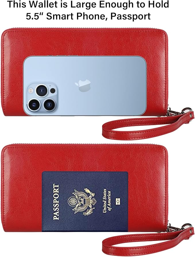 Lavemi Small Compact Women Wallet RFID Blocking Genuine Leather Bifold Purse with ID Windows