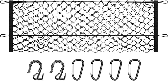 Canvcle Trunk Cargo Net for 2023-2025 2026 Chevy Colorado &GMC Canyon Accessories Envelope Style Mesh Trunk Net Organizer and Storage Stretchable Adjustable Elastic Nylon Rear Cargo Netting with Hooks