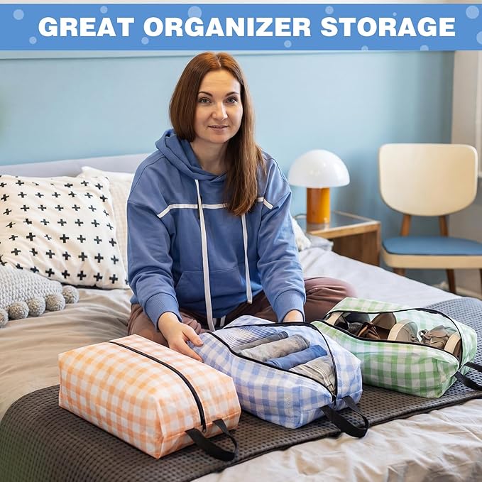 6 Pcs Travel Shoe Bags with Zipper Nylon Portable Waterproof Suitcase Shoe Organizer Packing for Golf(L,Fresh Color)