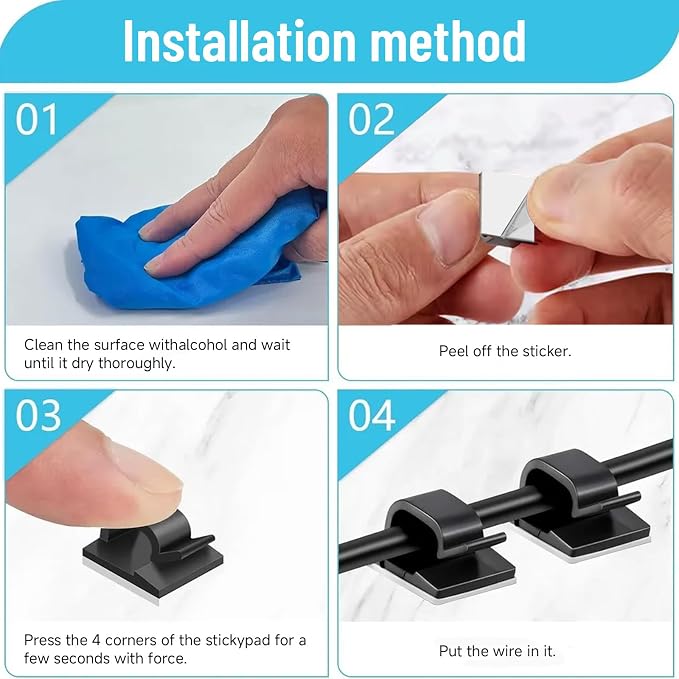 3/4 in Adhesive Cable Clips, 120pcs Outdoor Light Clips, Cord Clips, Sturdy Wire Clips, Finisher Wire Clamp for Home, Car, Office Wire Management Clips (Black, 3/4"-120PCS)