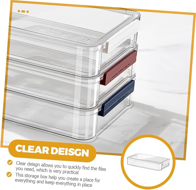 ABOOFAN Stackable File Storage Box Small Desktop Document Organizer with Lid for Office Filing and Home Paper Classification