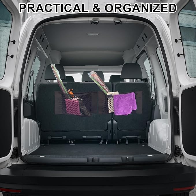 2PCS Universal Car Pouch Mesh Ceiling Netting Storage Auto Wall Sticker Net Pocket Elastic Trunk Organize Bag Black Load Cargo Mesh Storages Holder