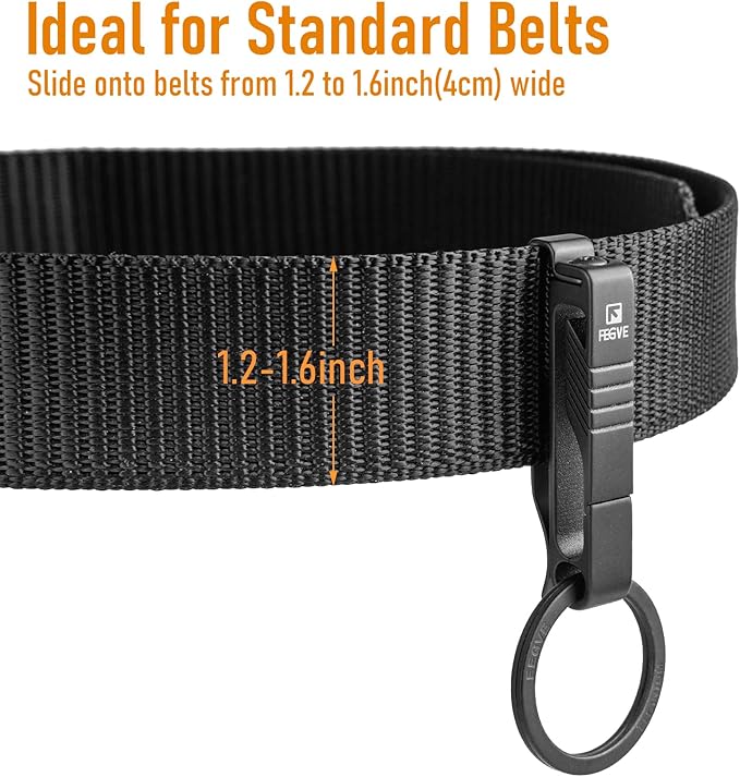FEGVE Duty Belt Key Holders Titanium Carabiner Keychain Belt Clip with Keyring for Keys,Gifts for Men Dad (Black - BK1)