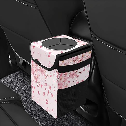 Car Trash Can – Multi-Purpose, Lightweight and Portable with Durable Water-Resistant Coating, No Installation Required, Practical and Ample Capacity, Variety of Colors.Cherry Blossom Pattern