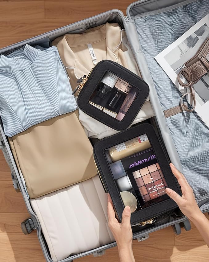 Travel Clear Makeup Bag Set, TSA Approved Cosmetic Bag Case with Zipper Portable Makeup Pouch Toiletry Bag Traveling Cosmetic Organizer Storage Bag Car Organizer Car Essentials