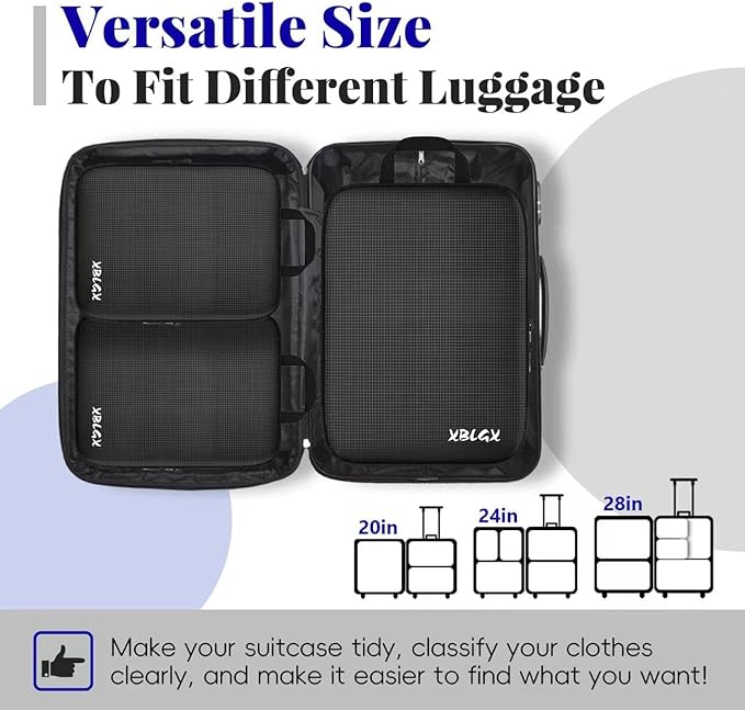 XBLGX 6 Set Compression Packing Cubes for Travel, Suitcases and Carry On, Luggage Organizer Bags for Travel Accessories